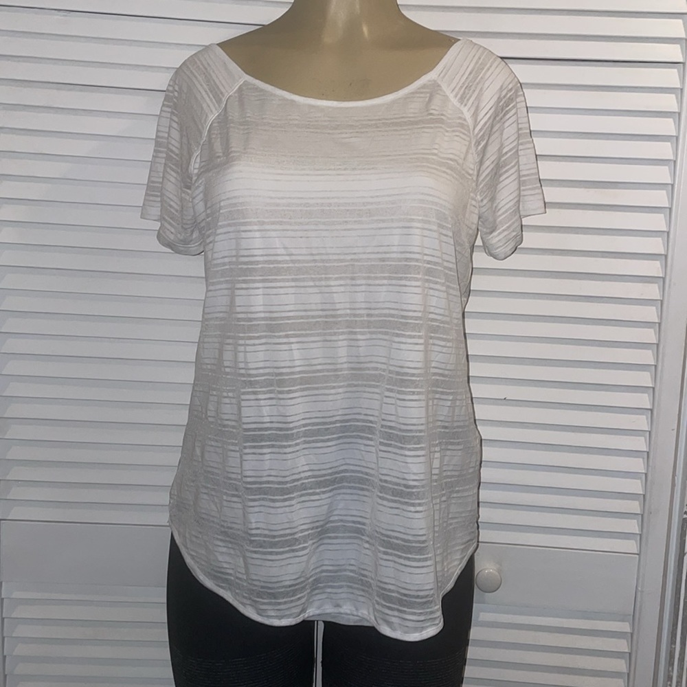 Athleta Sun Stripe Tee White - Picture 4 of 7